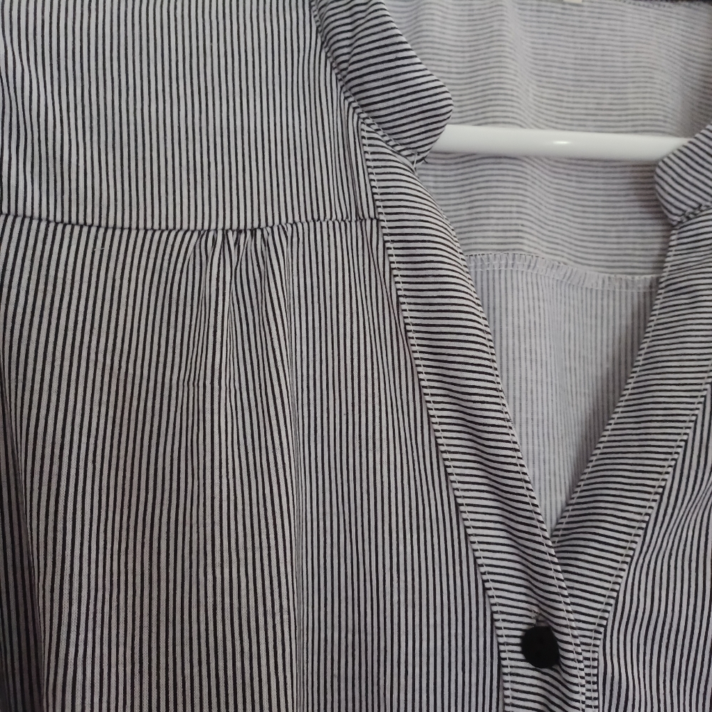 Passport Womens Size XL Gray Striped Shirt Dress with Reversible Brown/Gray Belt - Picture 7 of 9